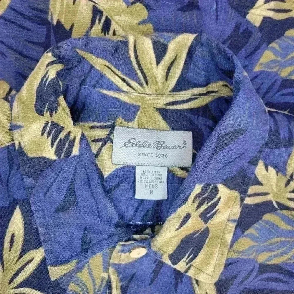 Eddie Bauer Linen & Cotton Floral Short Sleeve Button Up, Size‎ M - Picture 8 of 8